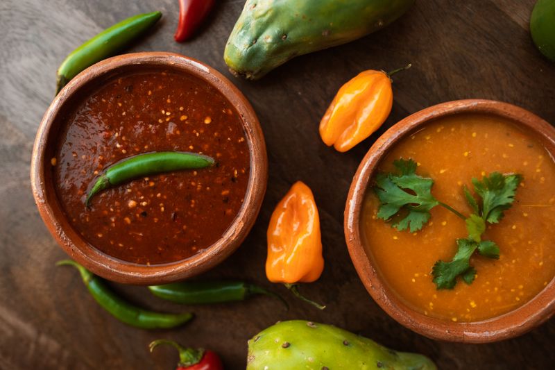 Costa Vida salsa bar with fresh house-made condiments and toppings